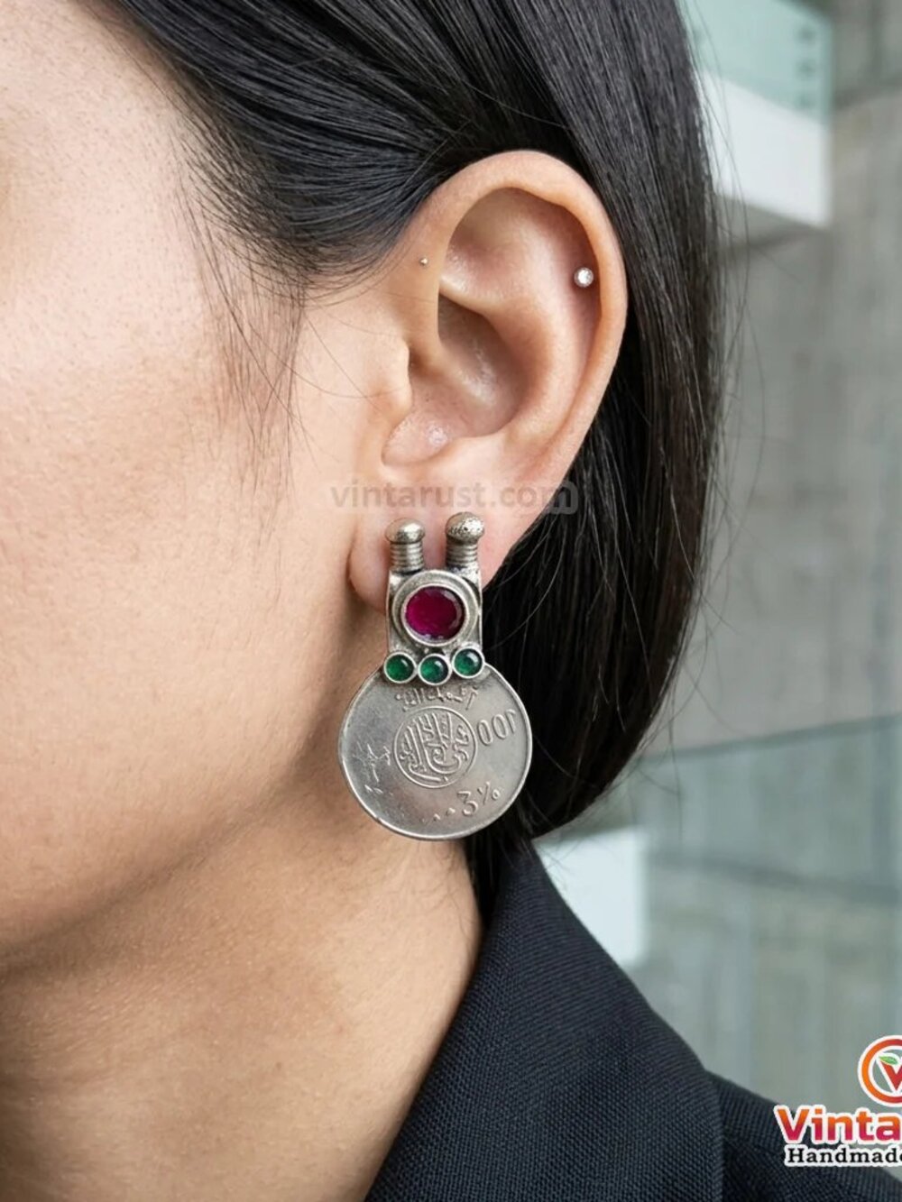 Vintage Afghan Coins Style Earrings, Tribal Earrings, Traditional Handmade